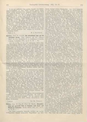 413-415 [Rezension] Hübler, Bernh., Eheschliessung und gemischte Ehen in Preussen nach Recht und Brauch der Katholiken