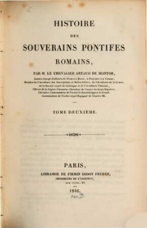 Histoire des souverains pontifes romains, 2