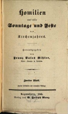 Homilien auf alle Sonntage und Feste des Kirchenjahres, 2
