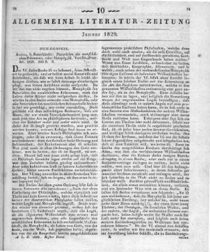 Troxler, I. P. V.: Naturlehre des menschlichen Erkennens oder Metaphysik. Aarau: Sauerländer 1828