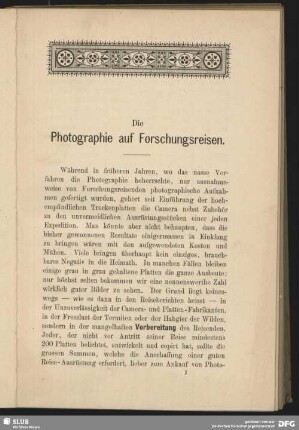 Die Photographie auf Forschungsreisen