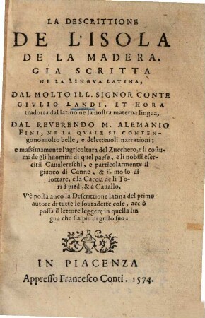 La descrittione de l'Isola de la Madera