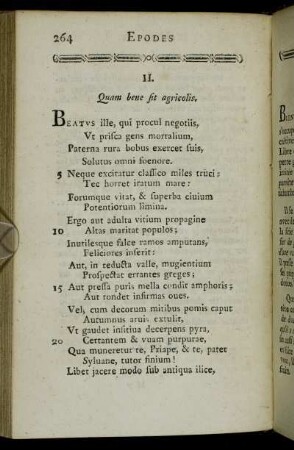 II. Quam bene sit agricolis = II. Eloge de la vie champêtre