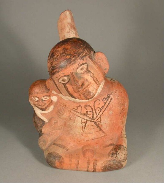 Seated anthropomorphic figure with child