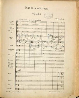 Hänsel und Gretel : Dichtung von Adelheid Wette geb. Humperdinck ; Märchenspiel in drei Bildern