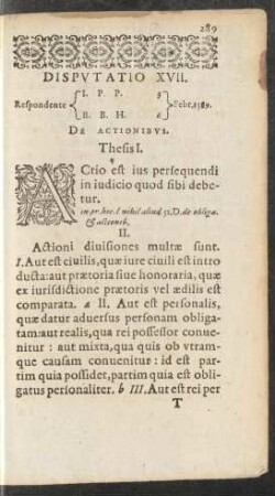 Disputatio XVII. ... De Actionibus.