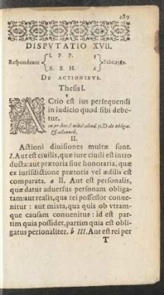Disputatio XVII. ... De Actionibus.