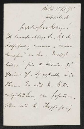 Brief von Hermann Bahr an Gerhart Hauptmann