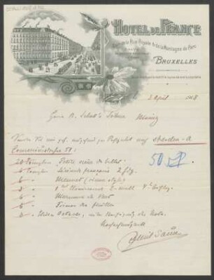 Brief an B. Schott's Söhne : 03.04.1908