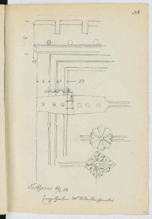 Kloster St. Blasius, Northeim: Details Tür Sakristei (aus: Skizzen- und Fotoalbum 22)