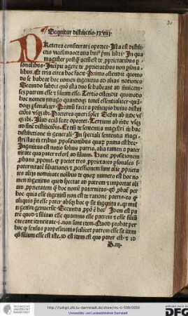 Preterea considerari oportet. Ista est distinctio vicesimaoctava huius primi libri, in qua magister postquam actum est de proprietatibus personalibus incipit agere de proprietatibus non personalibus.