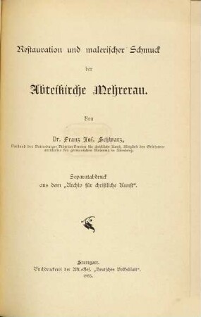 Restauration und malerischer Schmuck der Abteikirche Mehrerau