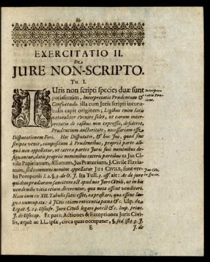 Exercitatio II. De Iure Non-Scripto.
