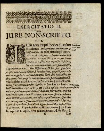 Exercitatio II. De Iure Non-Scripto.