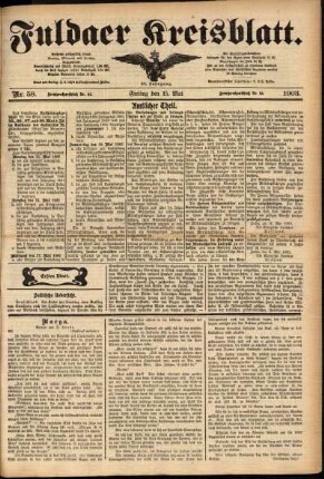 Erste Ausgabe vom Freitag, den 15. Mai 1903.