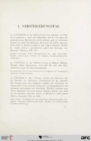 I. Versteigerungstag (Nr. 1-80)