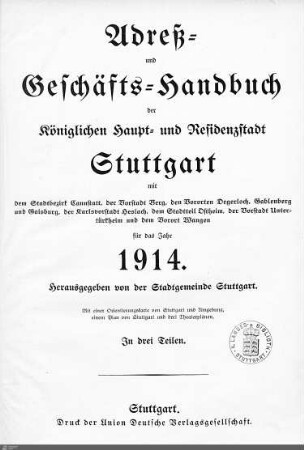 1914: Stuttgarter Adressbücher, 1914