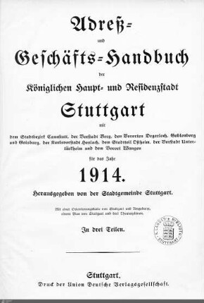 1914: Stuttgarter Adressbücher, 1914