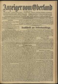 Anzeiger vom Oberland : Tageszeitung für das Oberamt Biberach und die Stadtgemeinde Biberach