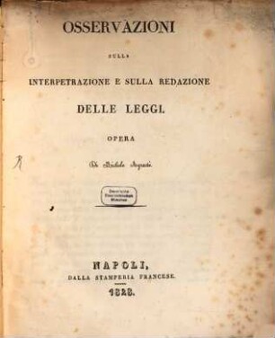 Osservazioni sulla interpretazione delle leggi