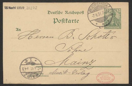 Brief an B. Schott's Söhne : 06.04.1901