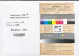 Entnazifizierung Franz Marsfelde , geb. 27.10.1892 (Polizeiobersekretaer)