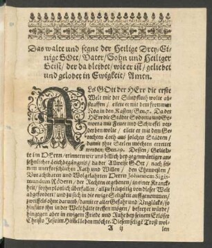 Das walte und segne der Heilige Drey-Einige Gott/ [...]