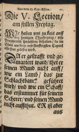 Die V. Lection/ am stillen Freytag.