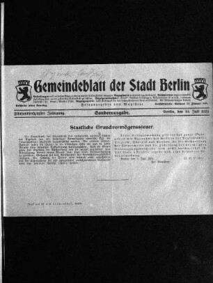 Sonderausgabe, 10. Juli 1924