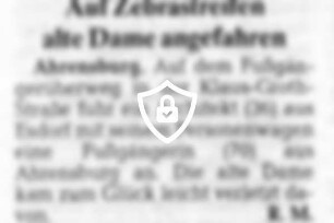 Auf Zebrastreifen alte Dame angefahren
