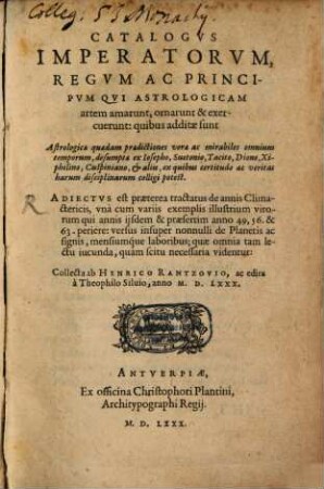 Catalogus imperatorum, regum ac virorum illustrum qui astrologicam artem amarunt
