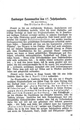 Harburger Hausmarken des 17. Jahrhunderts. : Mit einer Abbildung.