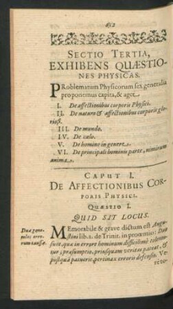 Sectio Tertia. Exhibens Quaestiones Physicas.