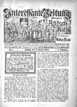 Münchener Ratsch-Kathl : nun "Münchener Lokal-Anzeiger". 1892 = Jg. 4