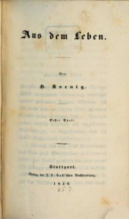 Aus dem Leben, 1