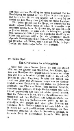 Die Ortsnamen im Alstergebiet
