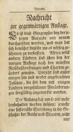 Nachricht zur gegenwärtigen Auflage