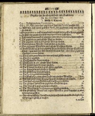 Register der hie oben enthaltenen Materien
