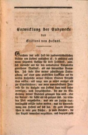 Landwirthschaftliche Blätter von Hofwyl. 2, 2. 1809