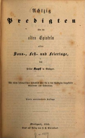 Achtzig Predigten über die alten Episteln aller Sonn-, Fest- und Feiertage