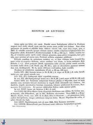 Monitum ad lectores.