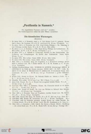 „Pestilentia in Nummis“ (Nr. 1-376)