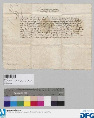 Erzbischof Dietrich von Mainz befiehlt seinen Amtleuten, der zur Frankfurter Fastenmesse reisenden Nürnberger Kaufmannschaft Geleit zu geben.