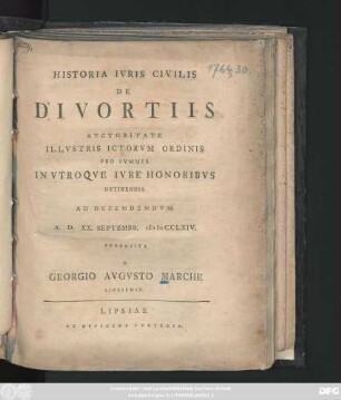 Historia Ivris Civilis De Divortiis