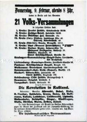 Ankündigung von Veranstaltung zur russischen Revolution von 1905