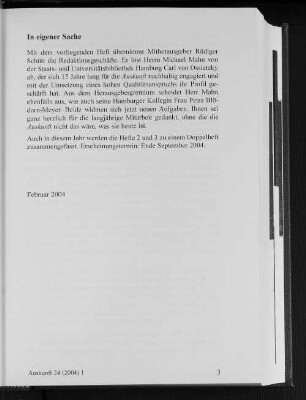 Schleswig-Holsteinischer Bibliothekstag : 10. September 2003 in Rendsburg : Heft 1