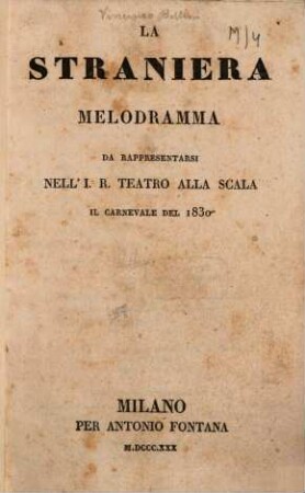 La straniera : Melodramma