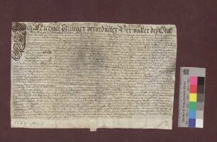 Adam Gantner, Stabhalter zu Dossenbach, leiht von der geistlichen Verwaltung Rötteln 20 Pfund Stäbler, verzinslich mit 1 Pfund.