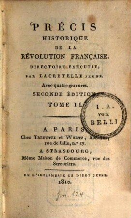Précis historique de la Revolution Française. Directoire executif. 2 : avec quatre gravures
