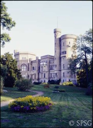 Potsdam, Park Babelsberg, Schloss, Blick über den Pleasureground.